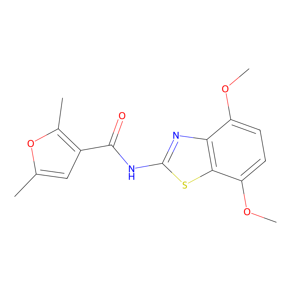 N-(4,7-dimethoxybenzo[d]thiazol-2-yl)-2,5-dimethylfuran-3-carboxamide molecular structure, CAS 1170041-92-5