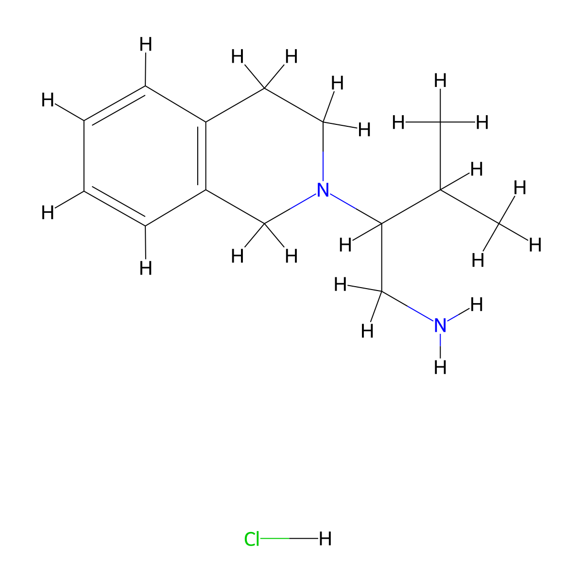 3-Methyl-2-(1,2,3,4-tetrahydroisoquinolin-2-yl)butan-1-amine hydrochloride molecular structure, CAS 1170042-02-0