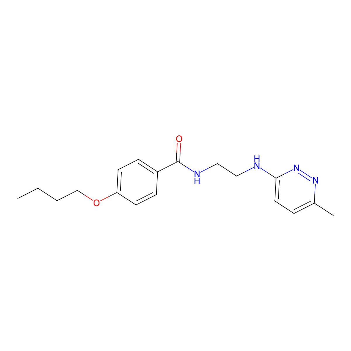 4-butoxy-N-(2-((6-methylpyridazin-3-yl)amino)ethyl)benzamide molecular structure, CAS 1170044-19-5