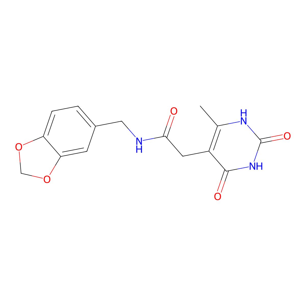 N-(benzo[d][1,3]dioxol-5-ylmethyl)-2-(6-methyl-2,4-dioxo-1,2,3,4-tetrahydropyrimidin-5-yl)acetamide molecular structure, CAS 1170047-53-6