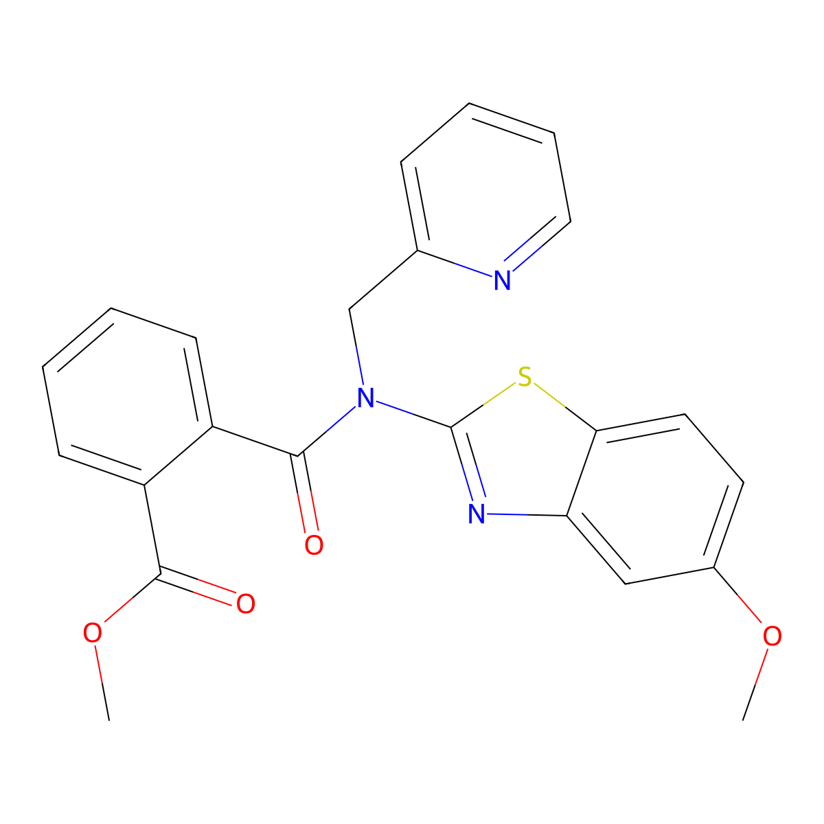 Methyl 2-((5-methoxybenzo[d]thiazol-2-yl)(pyridin-2-ylmethyl)carbamoyl)benzoate molecular structure, CAS 1170050-36-8