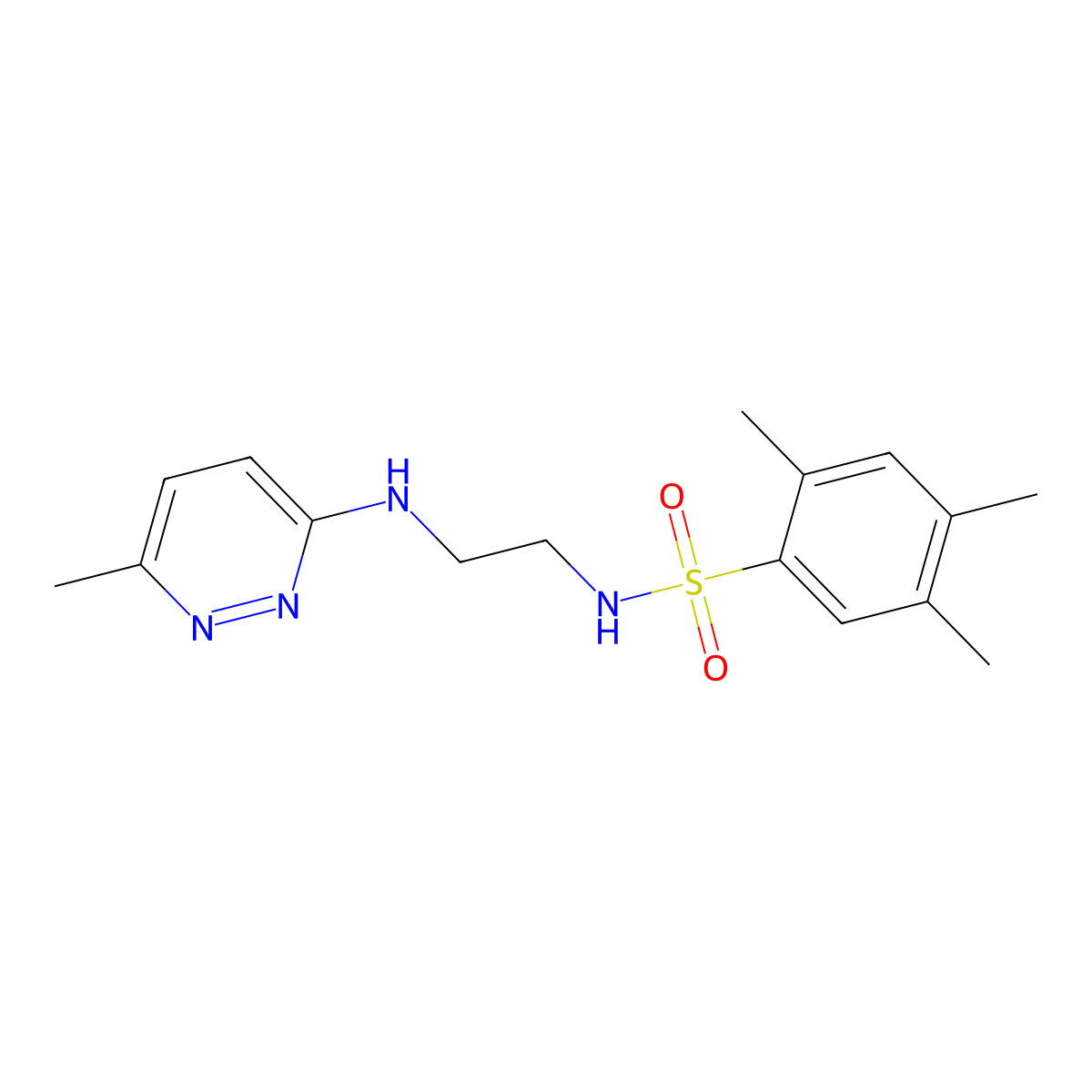 2,4,5-trimethyl-N-(2-((6-methylpyridazin-3-yl)amino)ethyl)benzenesulfonamide molecular structure, CAS 1170053-16-3
