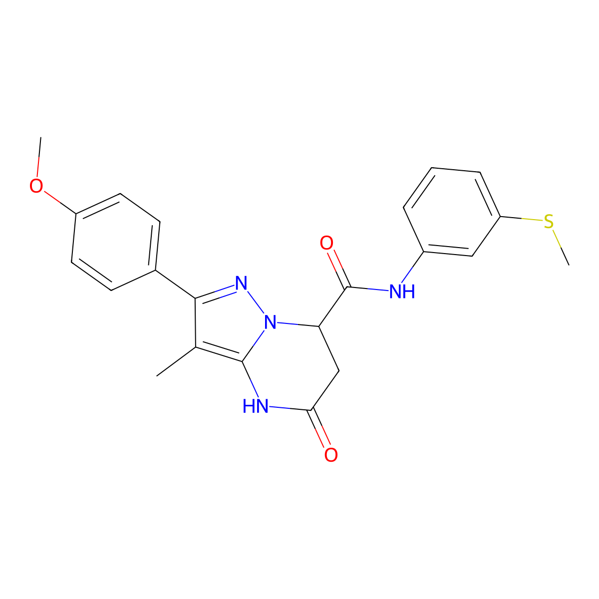 2-(4-methoxyphenyl)-3-methyl-N-(3-(methylthio)phenyl)-5-oxo-4,5,6,7-tetrahydropyrazolo[1,5-a]pyrimidine-7-carboxamide molecular structure, CAS 1170054-45-1