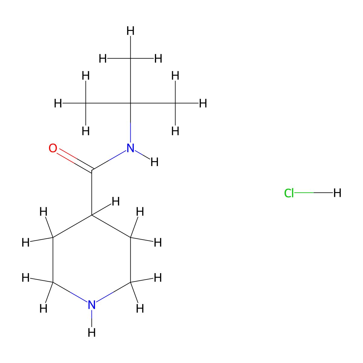 N-tert-butylpiperidine-4-carboxamide hydrochloride molecular structure, CAS 1170056-07-1