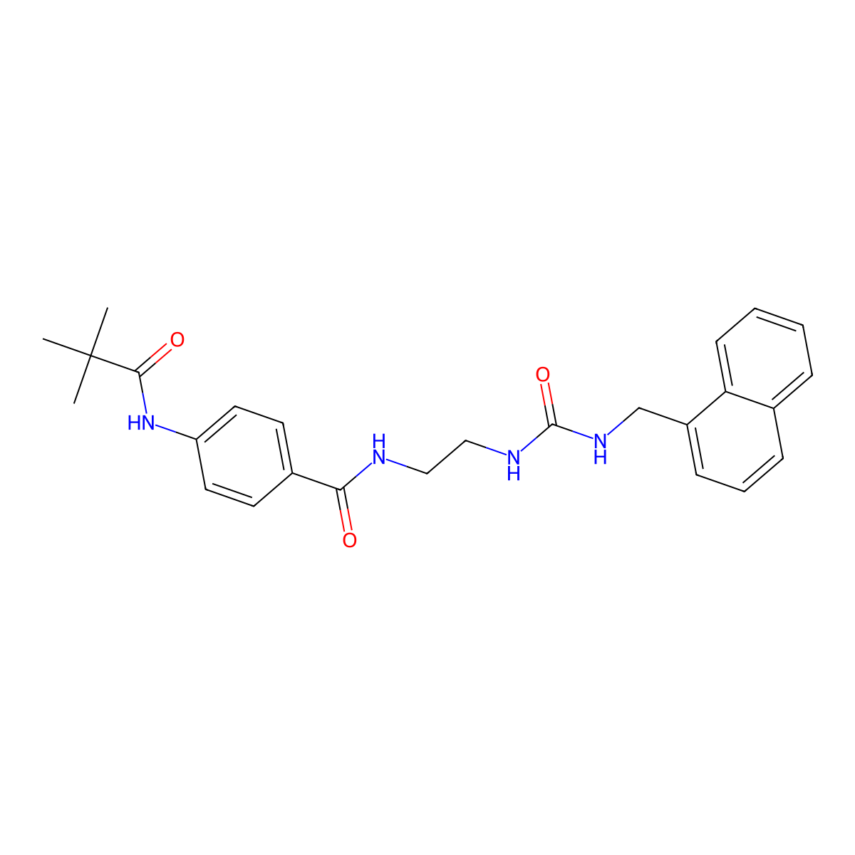 N-(2-(3-(naphthalen-1-ylmethyl)ureido)ethyl)-4-pivalamidobenzamide molecular structure, CAS 1170057-35-8