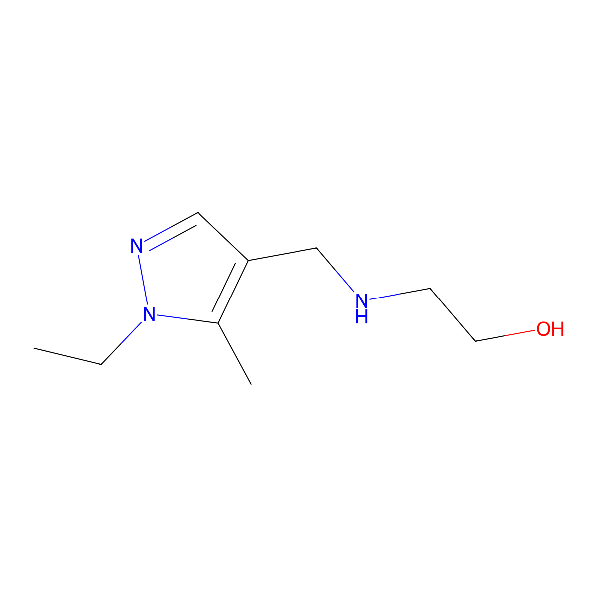2-{[(1-ethyl-5-methyl-1H-pyrazol-4-yl)methyl]amino}ethanol molecular structure, CAS 1170058-09-9