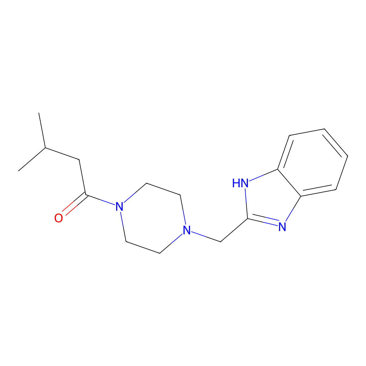 1-(4-((1H-benzo[d]imidazol-2-yl)methyl)piperazin-1-yl)-3-methylbutan-1-one molecular structure, CAS 1170059-74-1