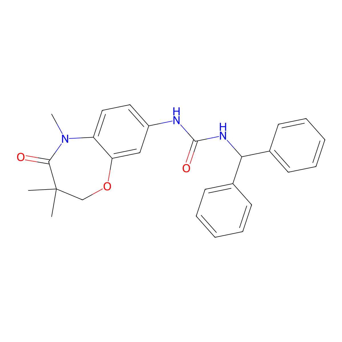 1-Benzhydryl-3-(3,3,5-trimethyl-4-oxo-2,3,4,5-tetrahydrobenzo[b][1,4]oxazepin-8-yl)urea molecular structure, CAS 1170059-80-9