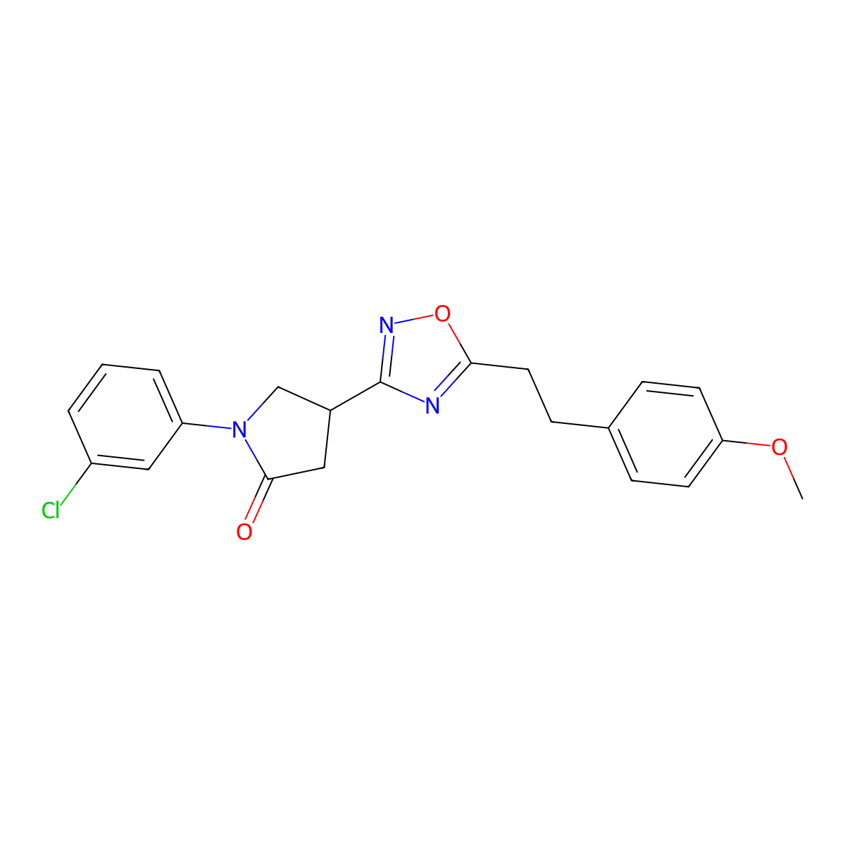 1-(3-Chlorophenyl)-4-{5-[2-(4-methoxyphenyl)ethyl]-1,2,4-oxadiazol-3-yl}pyrrolidin-2-one molecular structure, CAS 1170059-82-1