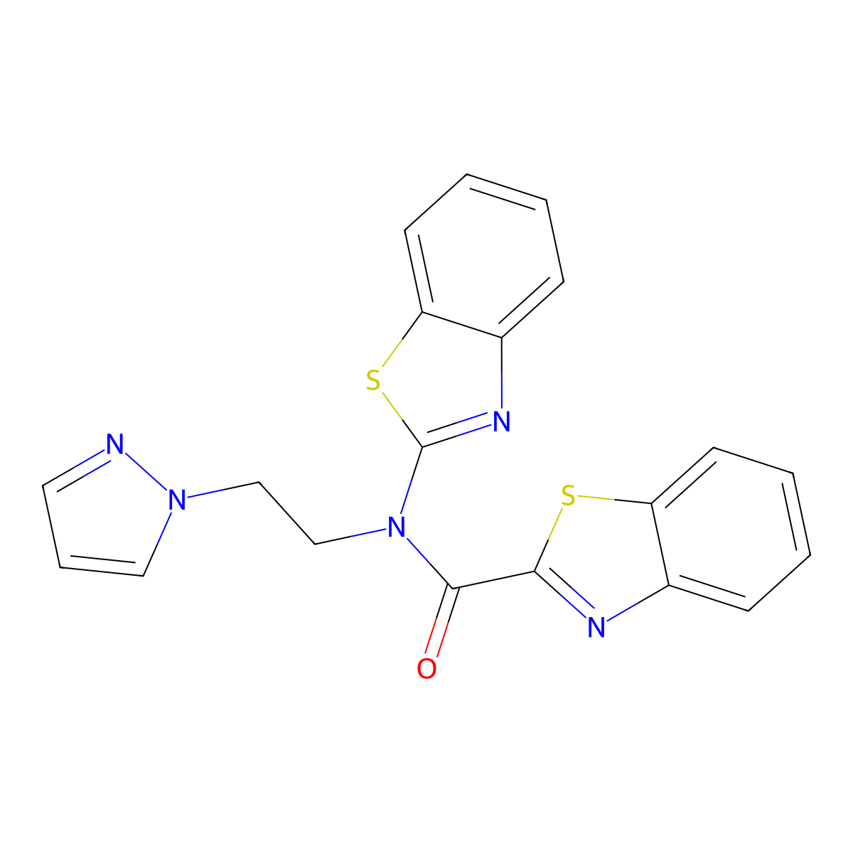 N-(2-(1H-pyrazol-1-yl)ethyl)-N-(benzo[d]thiazol-2-yl)benzo[d]thiazole-2-carboxamide molecular structure, CAS 1170060-78-2