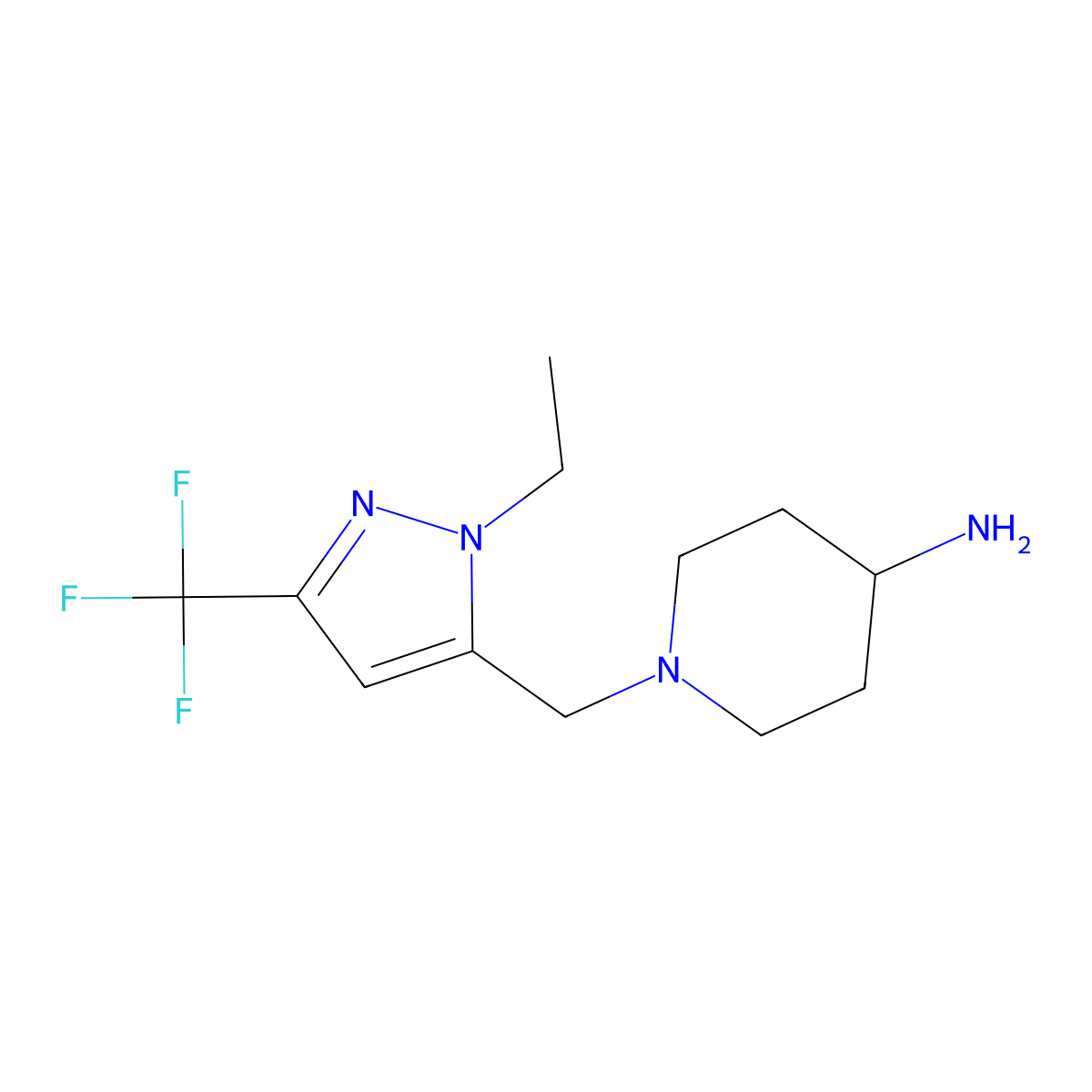 1-{[1-ethyl-3-(trifluoromethyl)-1H-pyrazol-5-yl]methyl}piperidin-4-amine molecular structure, CAS 1170061-73-0