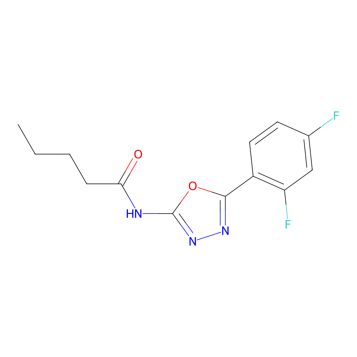 N-[5-(2,4-difluorophenyl)-1,3,4-oxadiazol-2-yl]pentanamide molecular structure, CAS 1170064-56-8