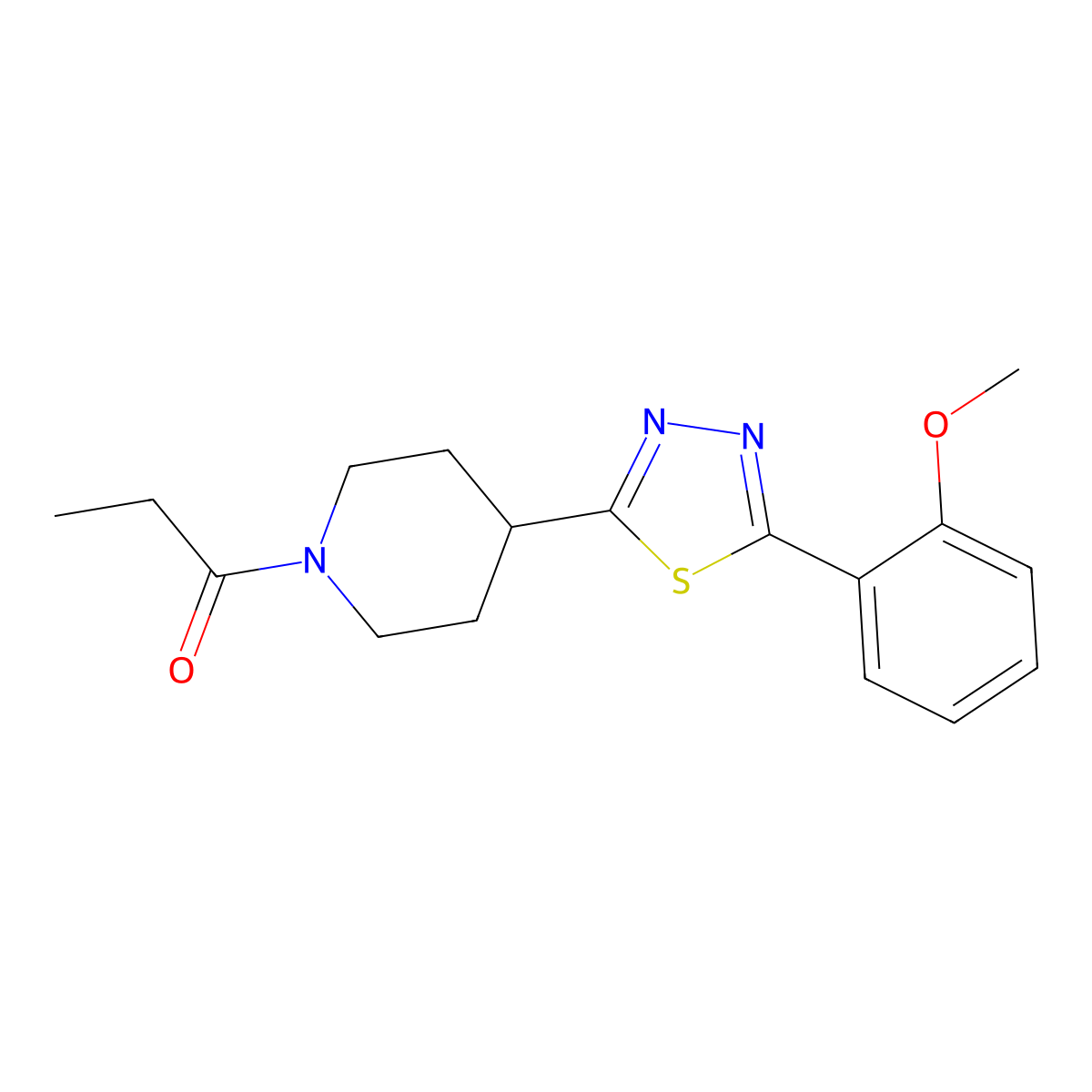 1-{4-[5-(2-Methoxyphenyl)-1,3,4-thiadiazol-2-yl]piperidin-1-yl}propan-1-one molecular structure, CAS 1170064-78-4