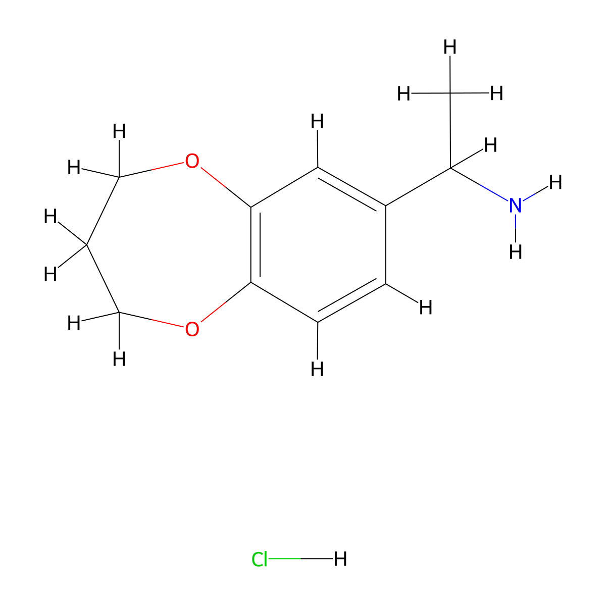 1-(3,4-dihydro-2H-1,5-benzodioxepin-7-yl)ethan-1-amine hydrochloride molecular structure, CAS 1170067-06-7