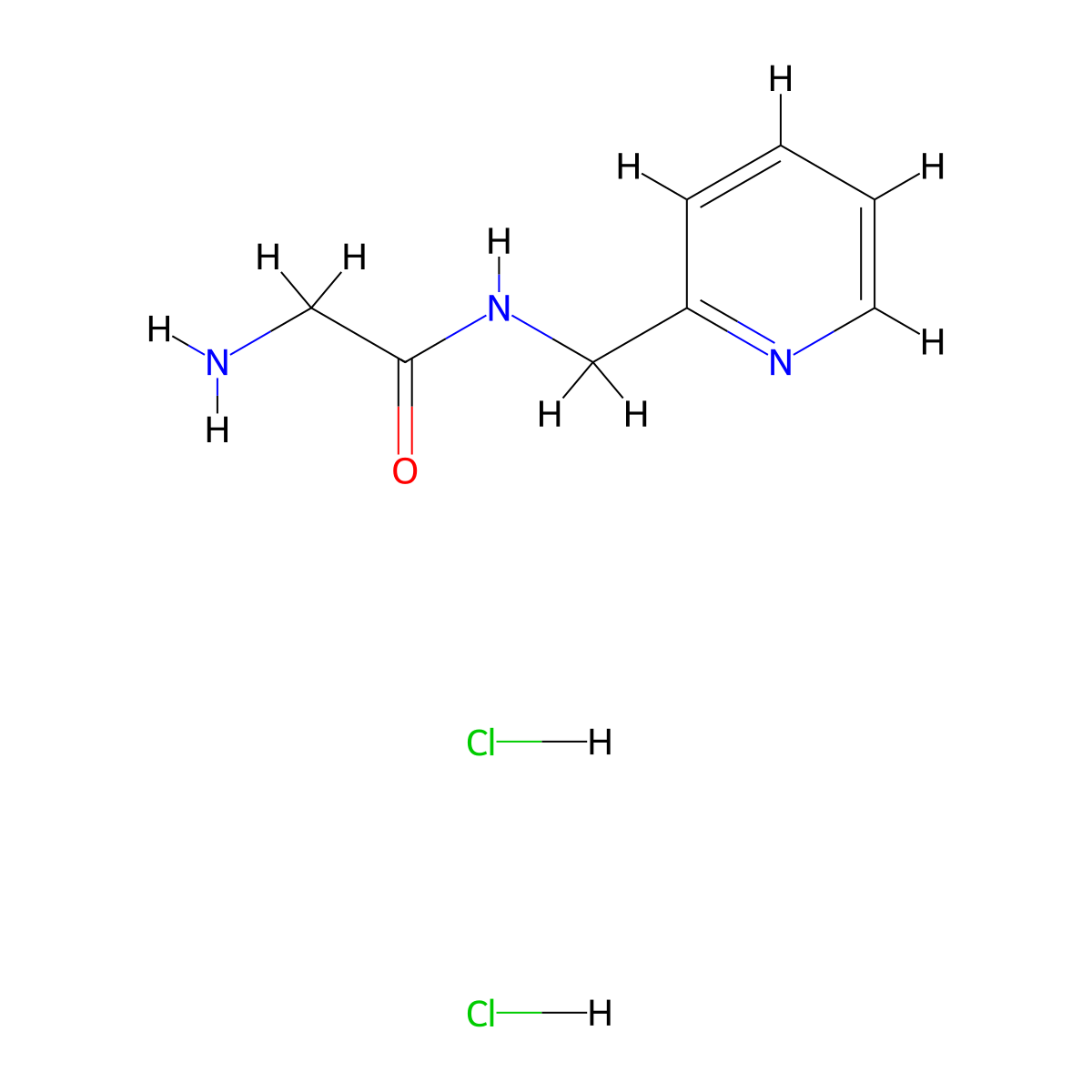 2-amino-N-(pyridin-2-ylmethyl)acetamide dihydrochloride molecular structure, CAS 1170069-66-5