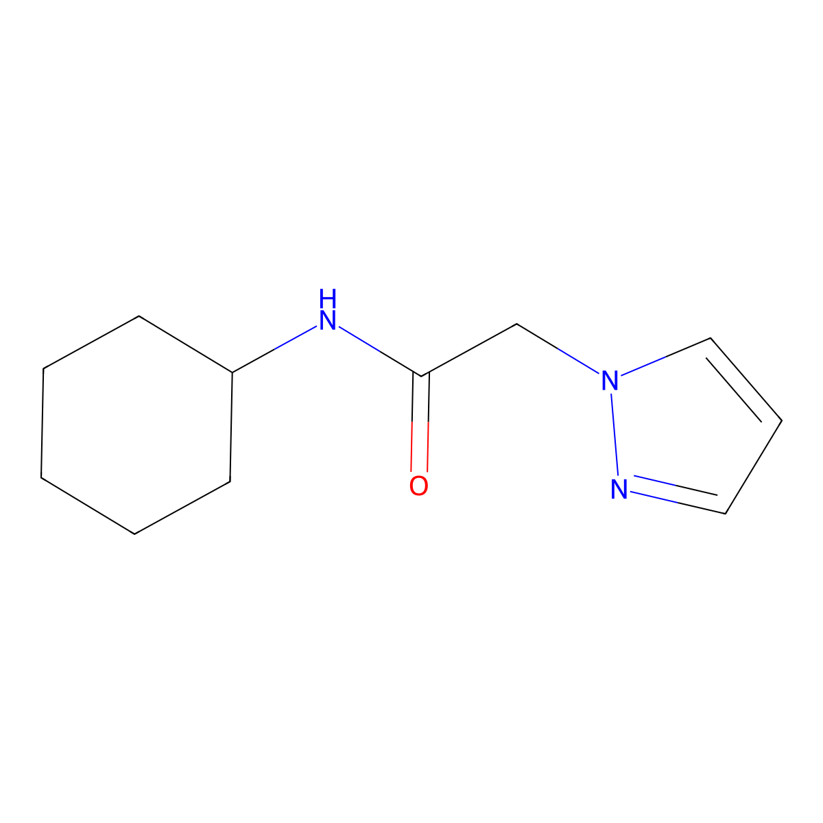 N-cyclohexyl-2-(1H-pyrazol-1-yl)acetamide molecular structure, CAS 1170071-25-6
