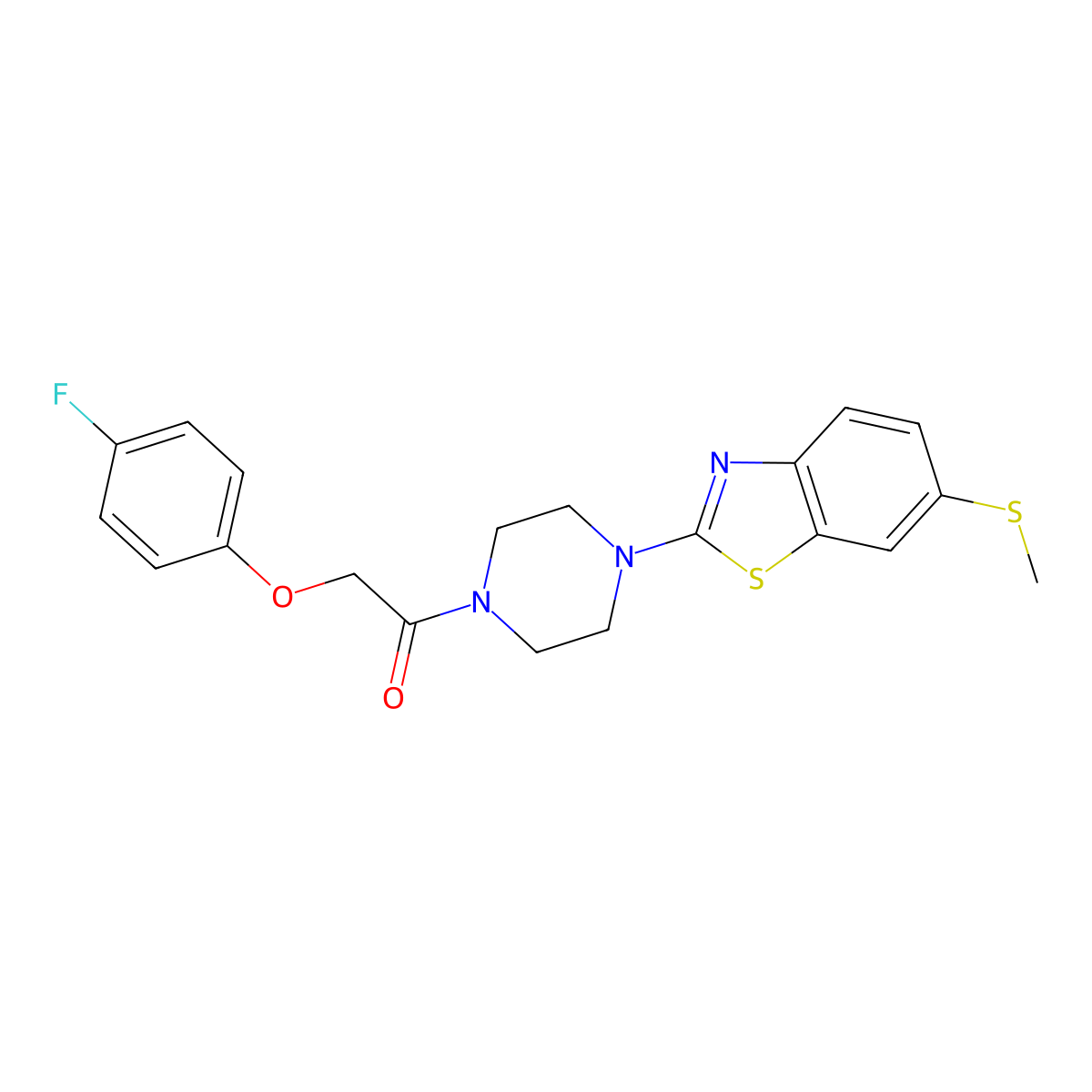 2-(4-Fluorophenoxy)-1-(4-(6-(methylthio)benzo[d]thiazol-2-yl)piperazin-1-yl)ethanone molecular structure, CAS 1170072-26-0