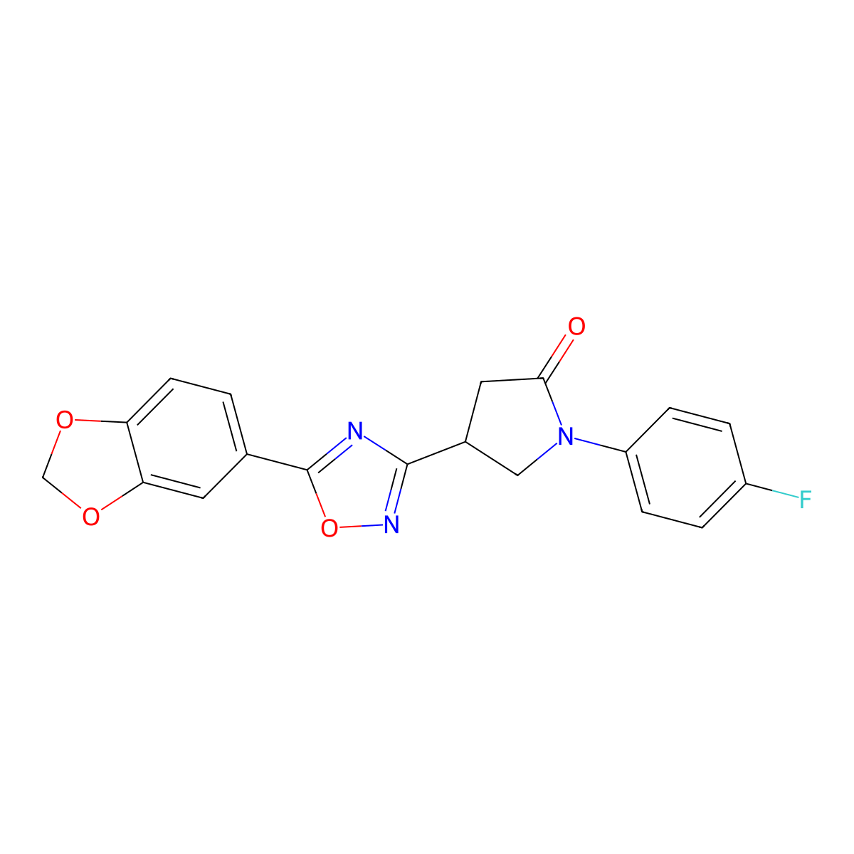 4-[5-(2H-1,3-Benzodioxol-5-YL)-1,2,4-oxadiazol-3-YL]-1-(4-fluorophenyl)pyrrolidin-2-one molecular structure, CAS 1170074-94-8