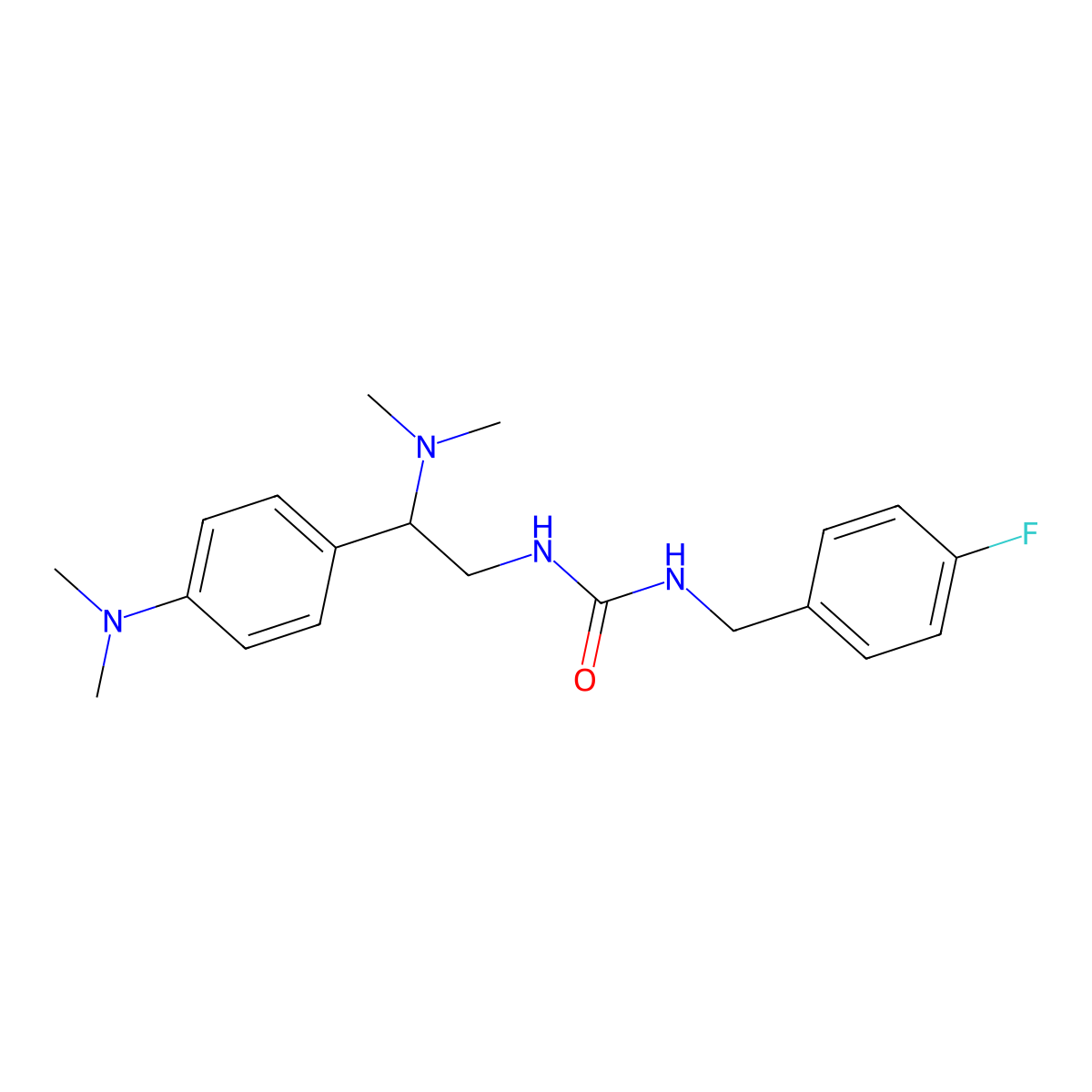 1-(2-(Dimethylamino)-2-(4-(dimethylamino)phenyl)ethyl)-3-(4-fluorobenzyl)urea molecular structure, CAS 1170075-00-9