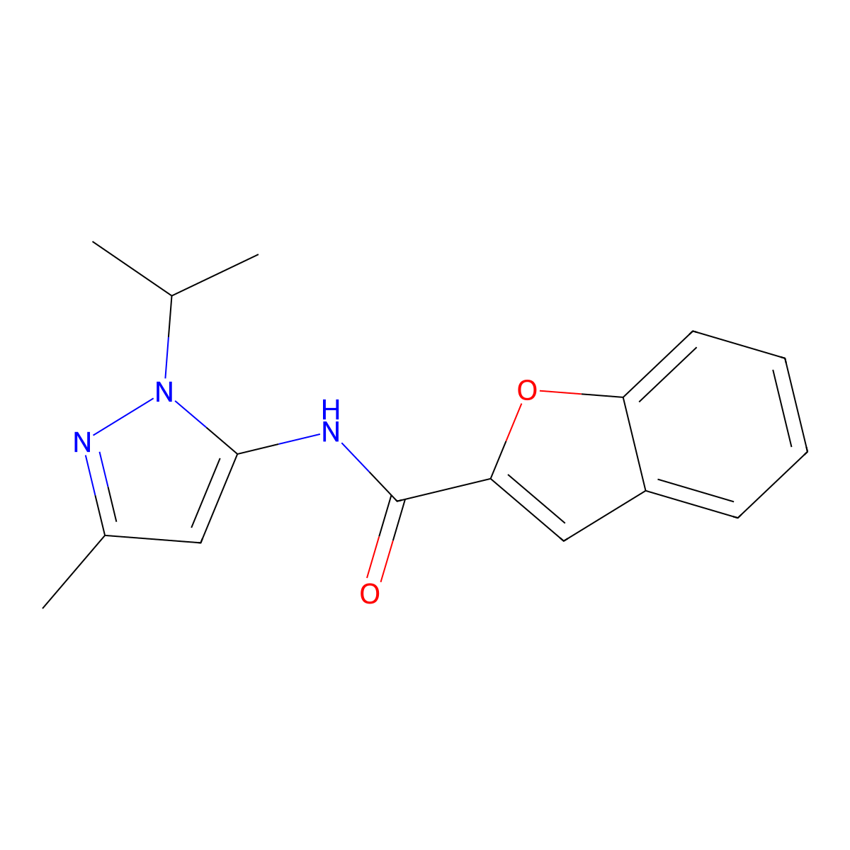 N-(1-isopropyl-3-methyl-1H-pyrazol-5-yl)benzofuran-2-carboxamide molecular structure, CAS 1170077-17-4