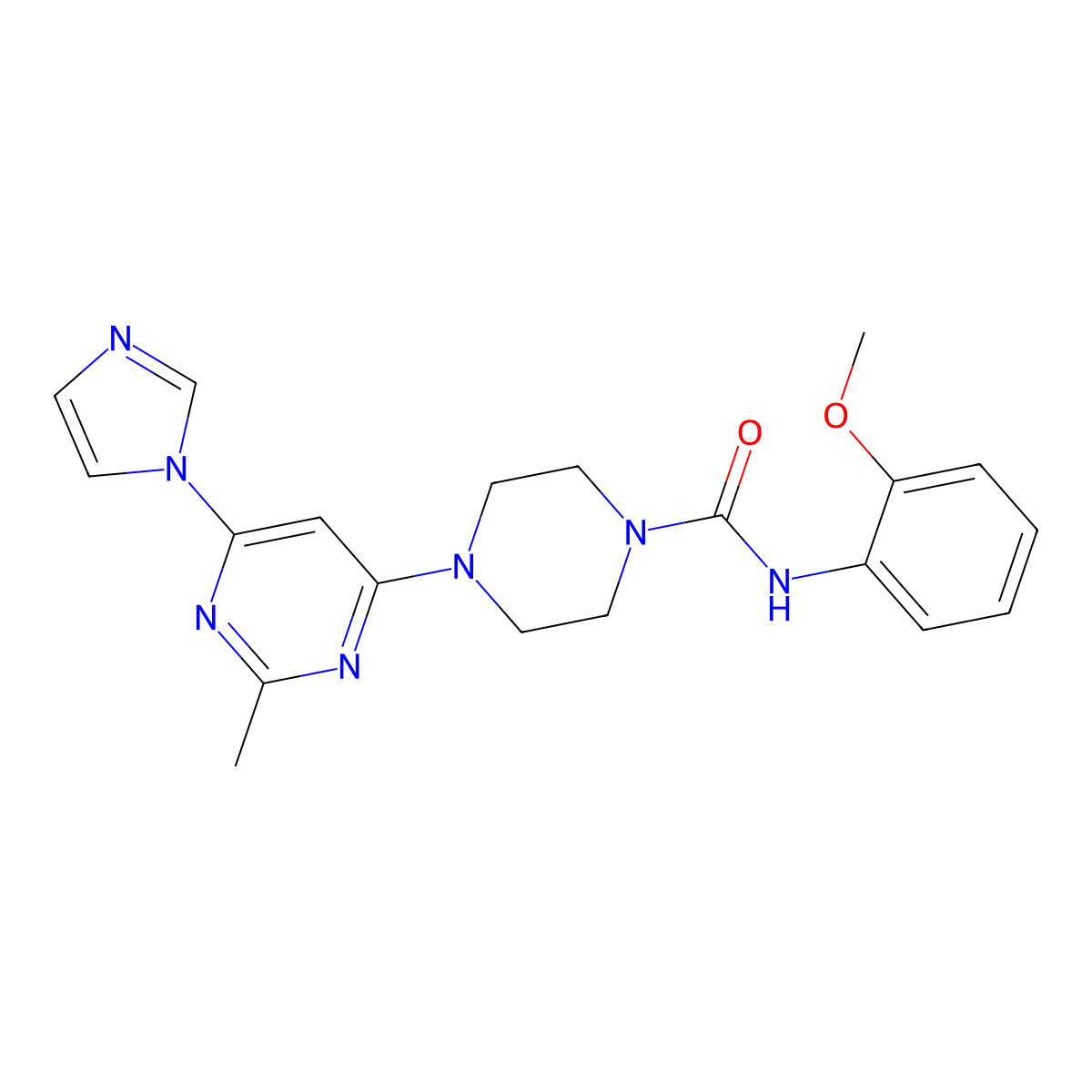 4-(6-(1H-imidazol-1-yl)-2-methylpyrimidin-4-yl)-N-(2-methoxyphenyl)piperazine-1-carboxamide molecular structure, CAS 1170079-02-3