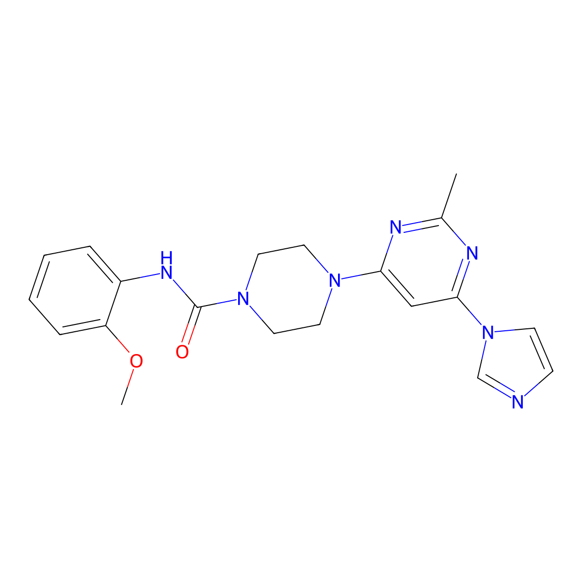 4-(6-(1H-imidazol-1-yl)-2-methylpyrimidin-4-yl)-N-(2-methoxyphenyl)piperazine-1-carboxamide molecular structure, CAS 1170079-02-3