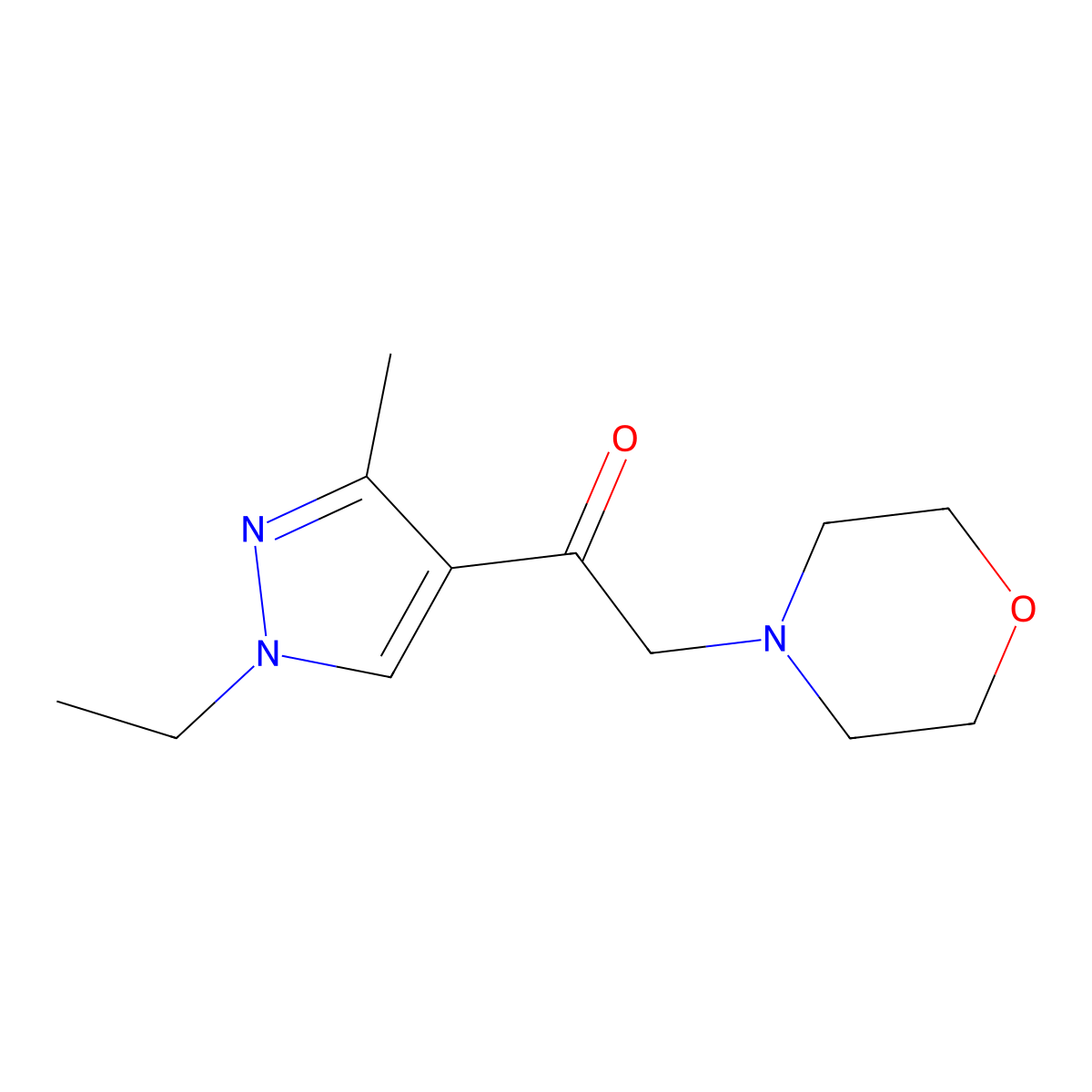 1-(1-ethyl-3-methyl-1H-pyrazol-4-yl)-2-morpholin-4-ylethanone molecular structure, CAS 1170081-53-4