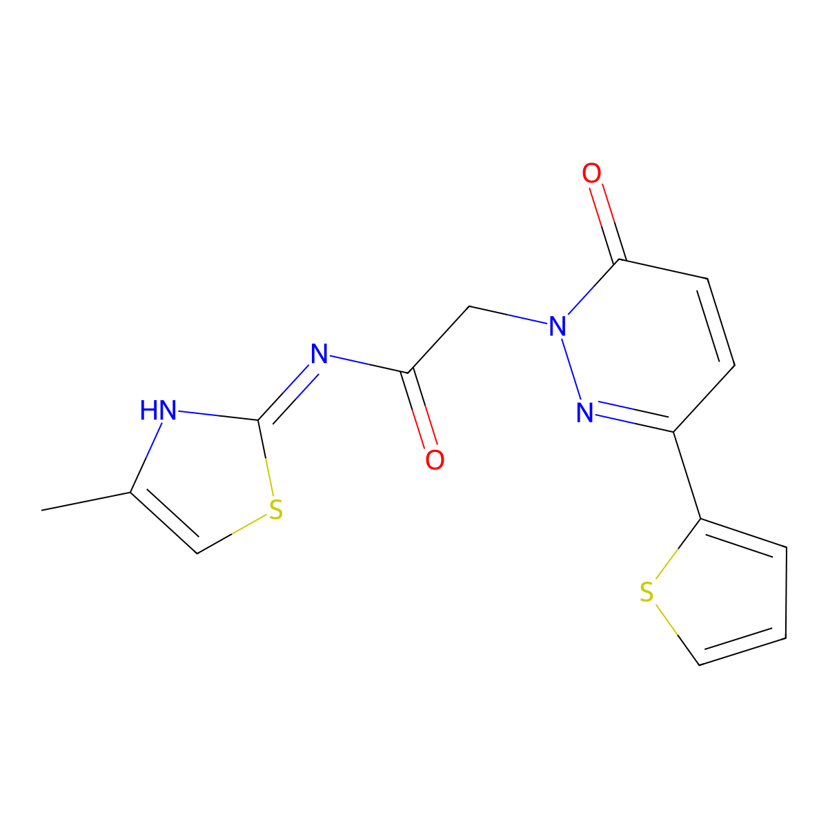 N-(4-methylthiazol-2-yl)-2-(6-oxo-3-(thiophen-2-yl)pyridazin-1(6H)-yl)acetamide molecular structure, CAS 1170084-02-2