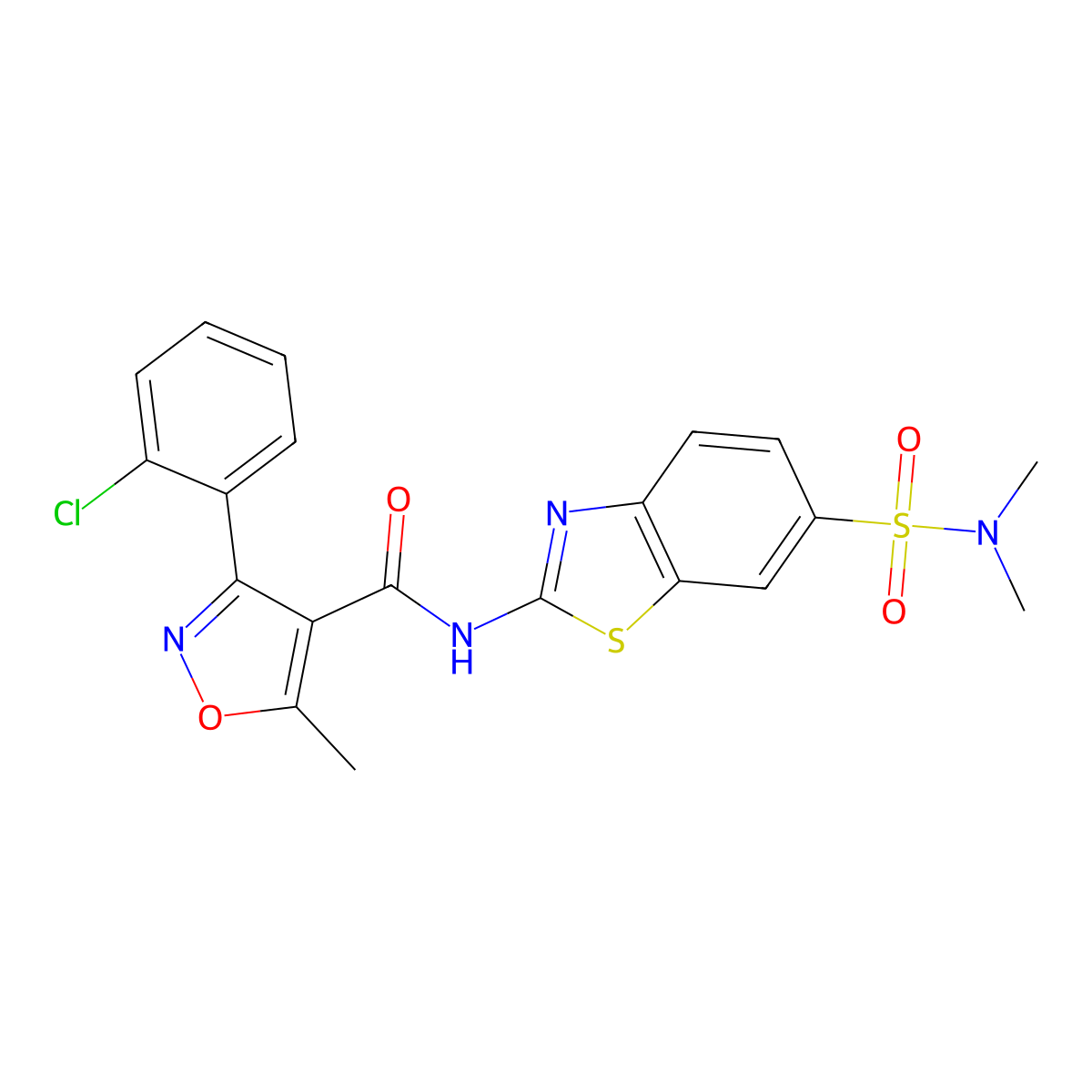 3-(2-chlorophenyl)-N-(6-(N,N-dimethylsulfamoyl)benzo[d]thiazol-2-yl)-5-methylisoxazole-4-carboxamide molecular structure, CAS 1170086-83-5