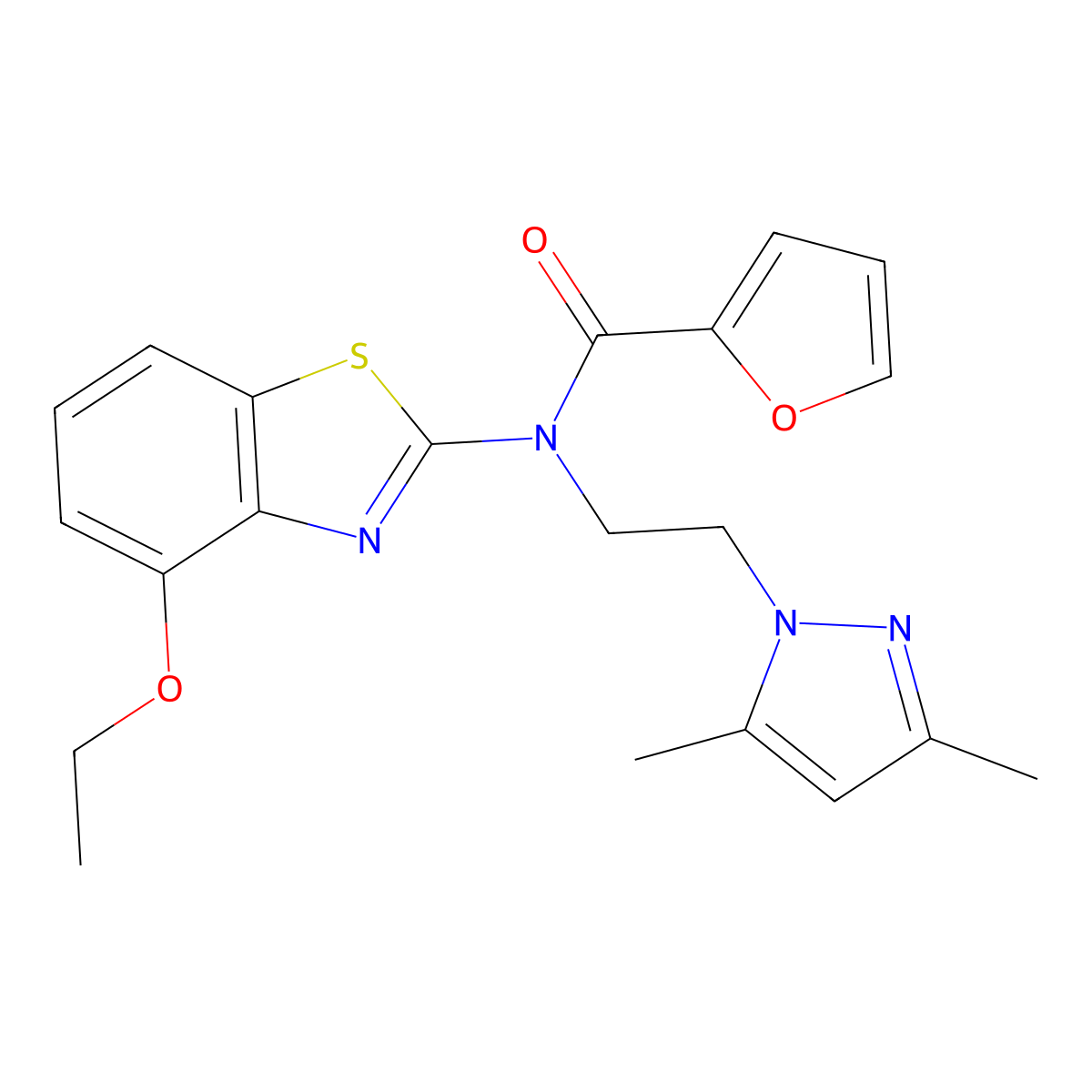 N-(2-(3,5-dimethyl-1H-pyrazol-1-yl)ethyl)-N-(4-ethoxybenzo[d]thiazol-2-yl)furan-2-carboxamide molecular structure, CAS 1170087-16-7