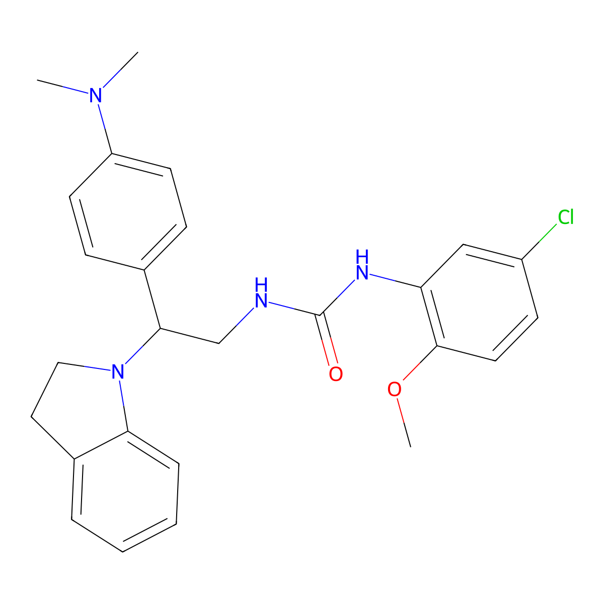 1-(5-Chloro-2-methoxyphenyl)-3-(2-(4-(dimethylamino)phenyl)-2-(indolin-1-yl)ethyl)urea molecular structure, CAS 1170088-13-7