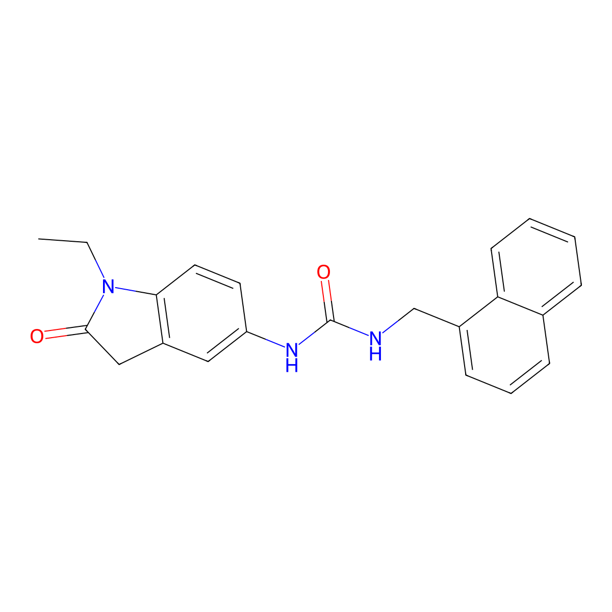 1-(1-Ethyl-2-oxoindolin-5-yl)-3-(naphthalen-1-ylmethyl)urea molecular structure, CAS 1170088-34-2