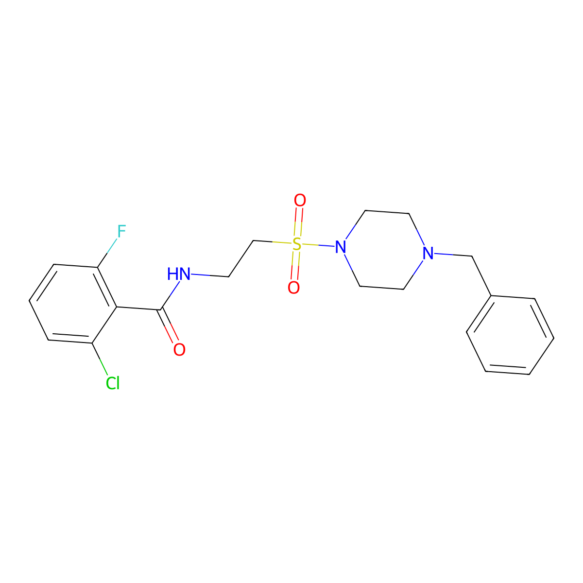 N-[2-(4-benzylpiperazin-1-yl)sulfonylethyl]-2-chloro-6-fluorobenzamide molecular structure, CAS 1170089-43-6