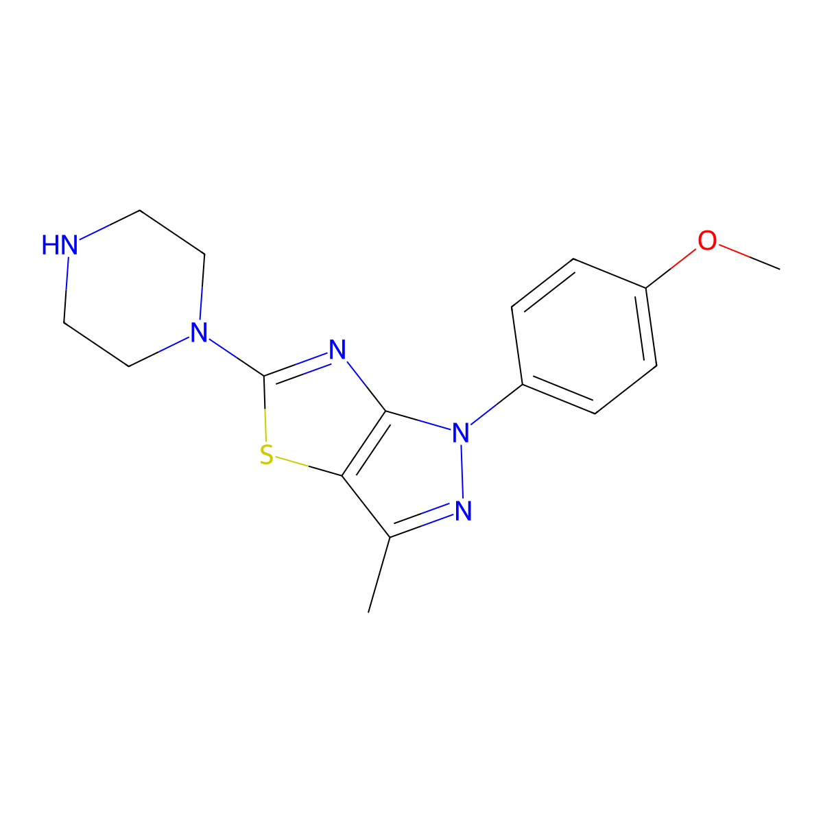 1-(4-Methoxyphenyl)-3-methyl-5-piperazin-1-yl-1H-pyrazolo[3,4-d][1,3]thiazole molecular structure, CAS 1170089-98-1