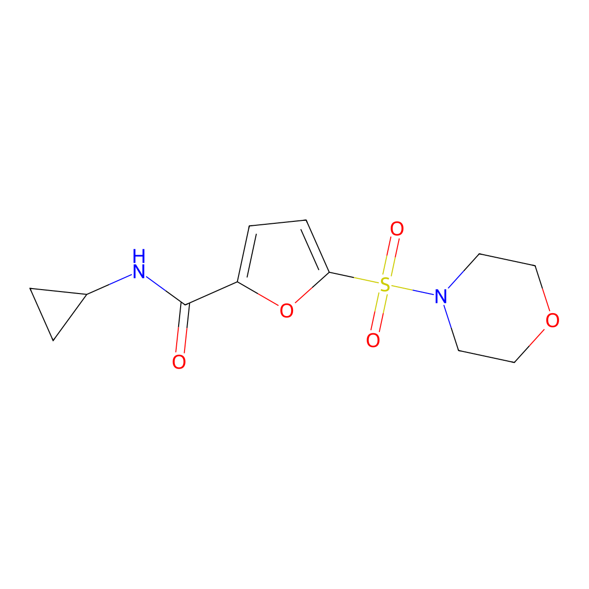 N-cyclopropyl-5-(morpholine-4-sulfonyl)furan-2-carboxamide molecular structure, CAS 1170091-39-0