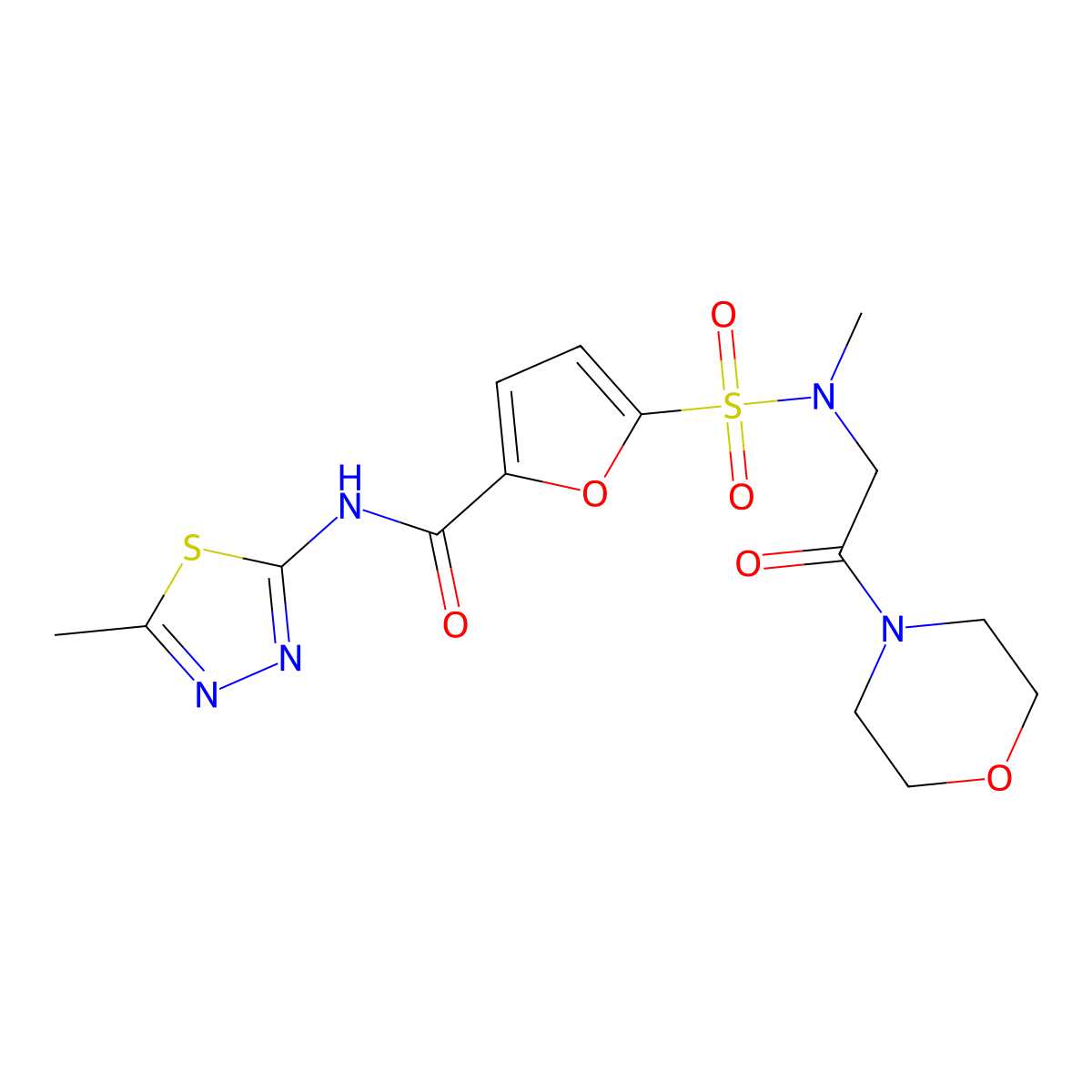 N-(5-methyl-1,3,4-thiadiazol-2-yl)-5-(N-methyl-N-(2-morpholino-2-oxoethyl)sulfamoyl)furan-2-carboxamide molecular structure, CAS 1170092-19-9