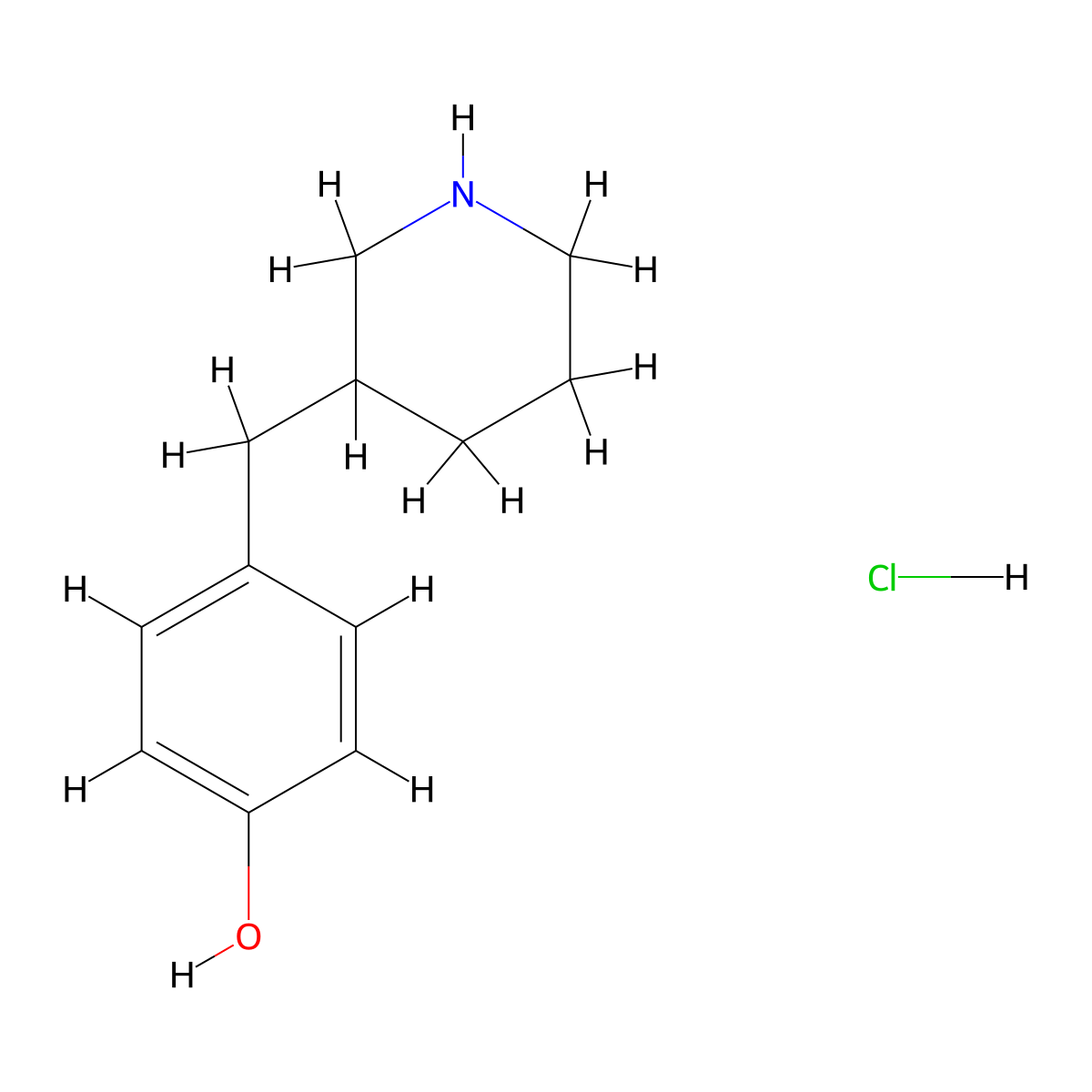 4-Piperidin-3-ylmethyl-phenol hydrochloride molecular structure, CAS 1170102-51-8