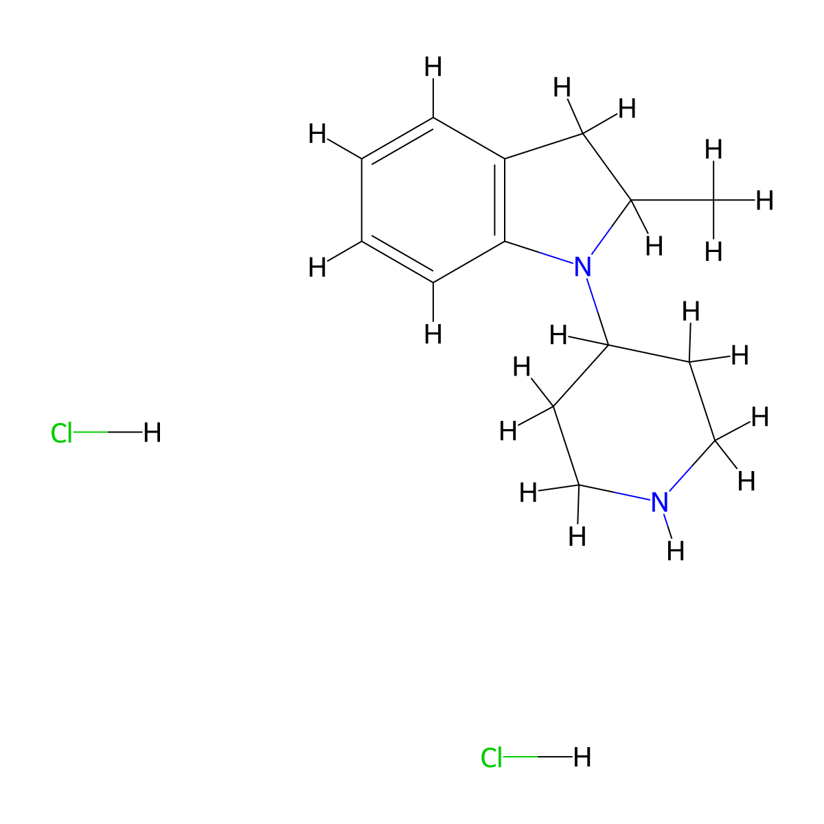 2-methyl-1-(piperidin-4-yl)-2,3-dihydro-1H-indole dihydrochloride molecular structure, CAS 1170102-75-6