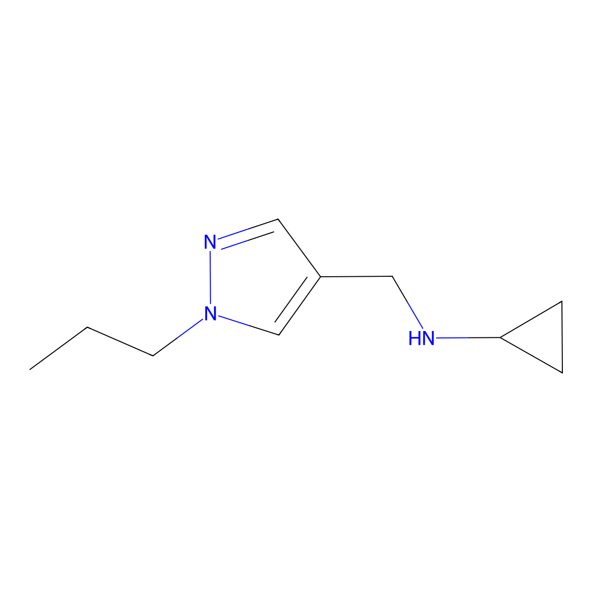 N-[(1-propyl-1H-pyrazol-4-yl)methyl]cyclopropanamine molecular structure, CAS 1170104-52-5
