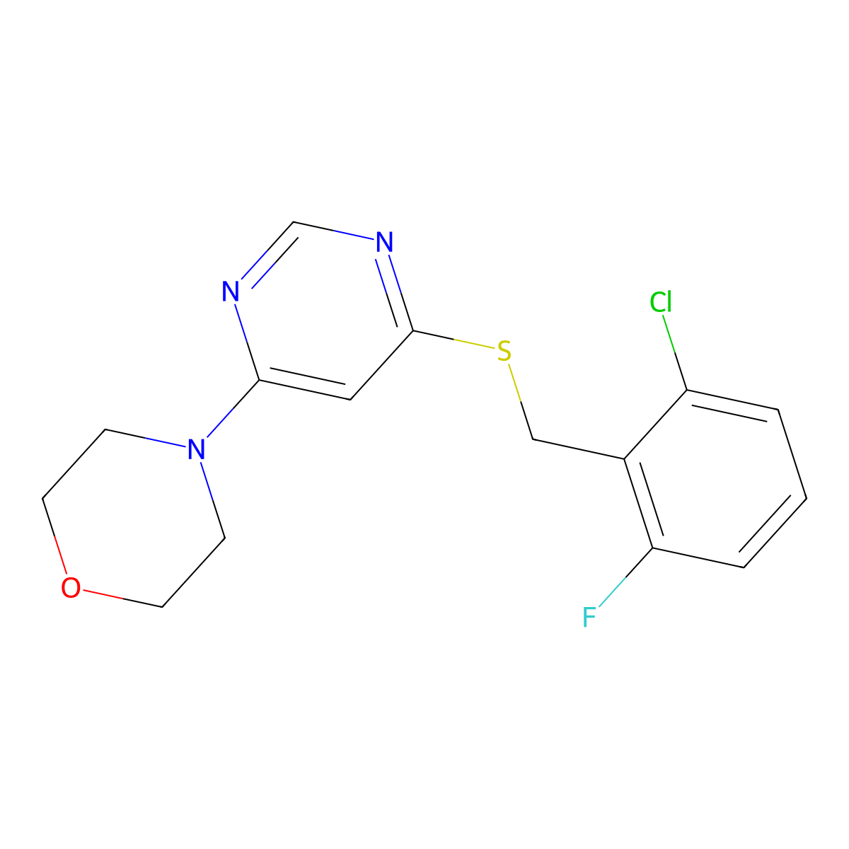 4-(6-((2-Chloro-6-fluorobenzyl)thio)pyrimidin-4-yl)morpholine molecular structure, CAS 1170104-63-8