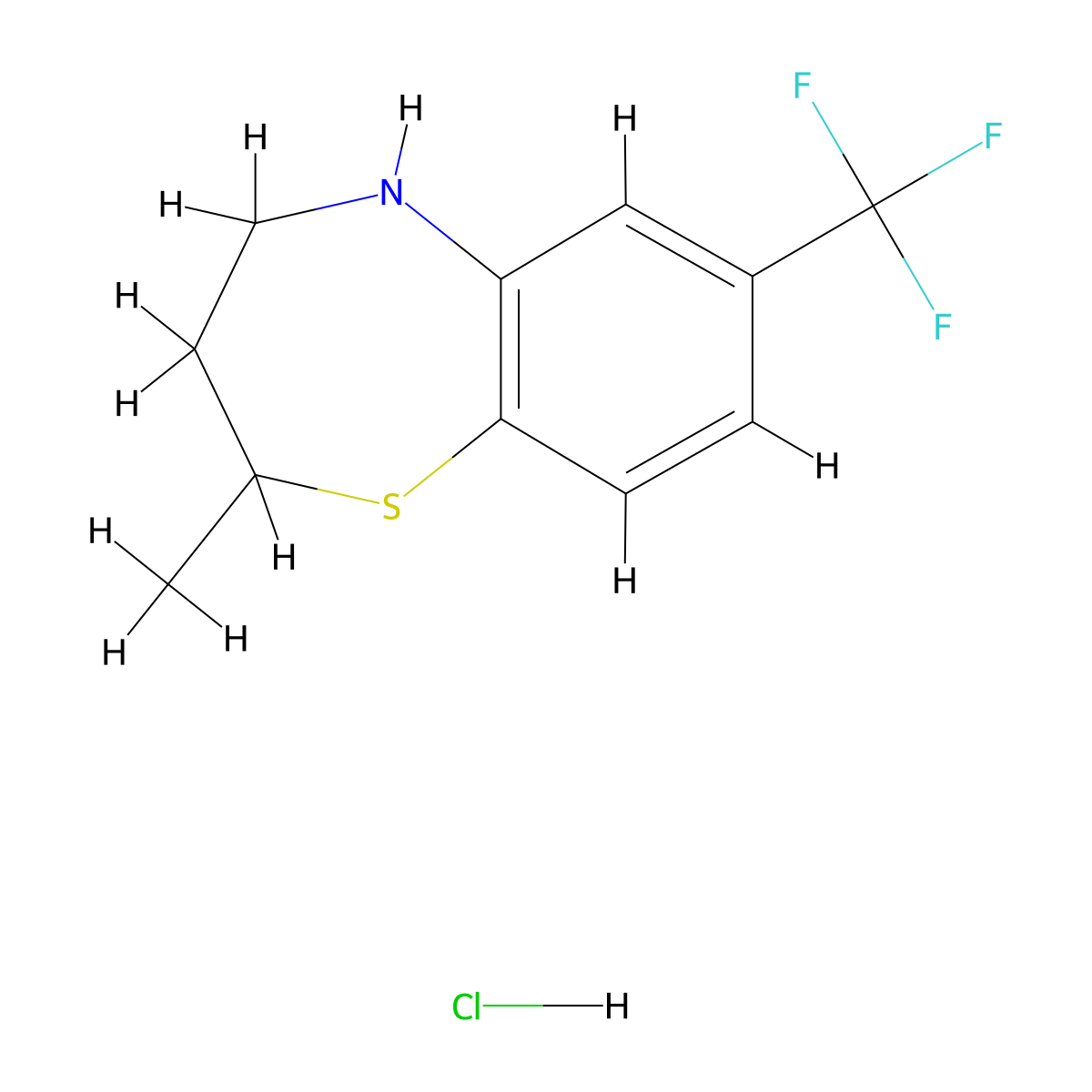 2-Methyl-7-(trifluoromethyl)-2,3,4,5-tetrahydro-1,5-benzothiazepine hydrochloride molecular structure, CAS 1170107-37-5