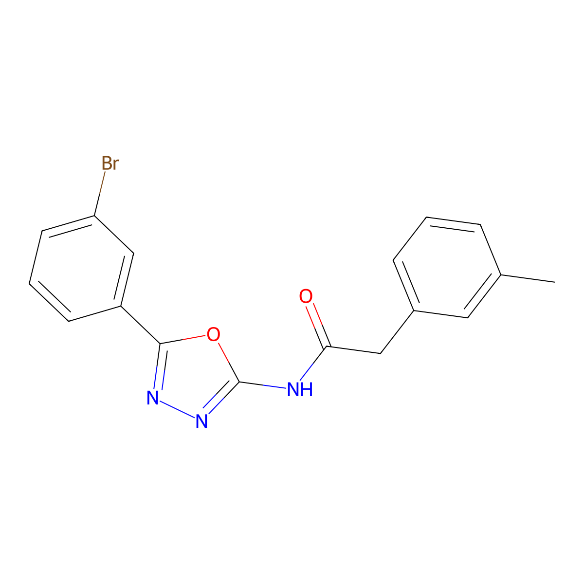 N-(5-(3-bromophenyl)-1,3,4-oxadiazol-2-yl)-2-(m-tolyl)acetamide molecular structure, CAS 1170107-74-0