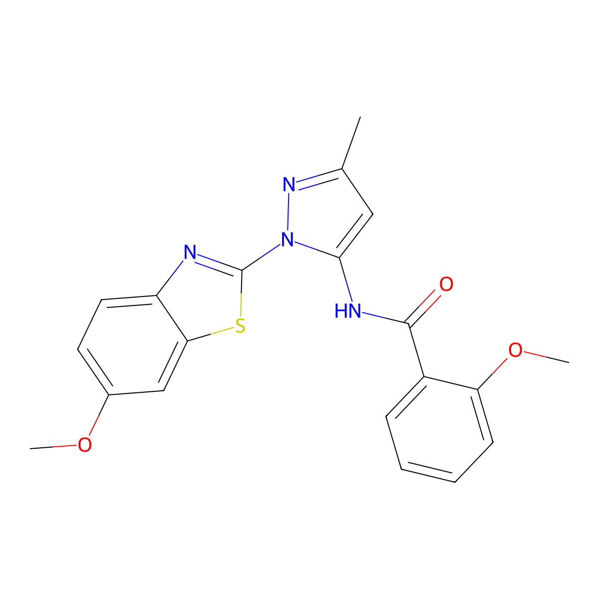 2-methoxy-N-(1-(6-methoxybenzo[d]thiazol-2-yl)-3-methyl-1H-pyrazol-5-yl)benzamide molecular structure, CAS 1170108-08-3