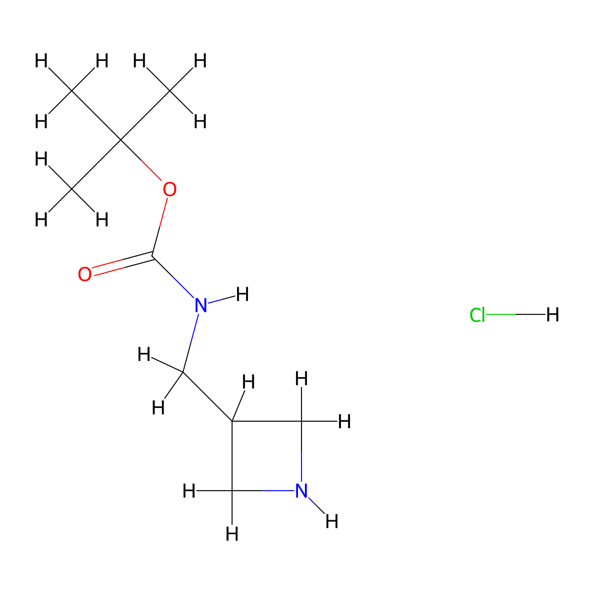 tert-butyl N-(azetidin-3-ylmethyl)carbamate hydrochloride molecular structure, CAS 1170108-38-9