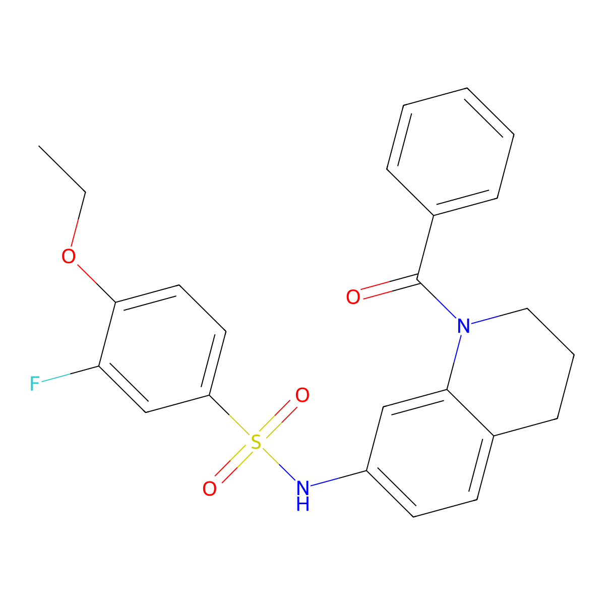 N-(1-benzoyl-1,2,3,4-tetrahydroquinolin-7-yl)-4-ethoxy-3-fluorobenzene-1-sulfonamide molecular structure, CAS 1170111-02-0