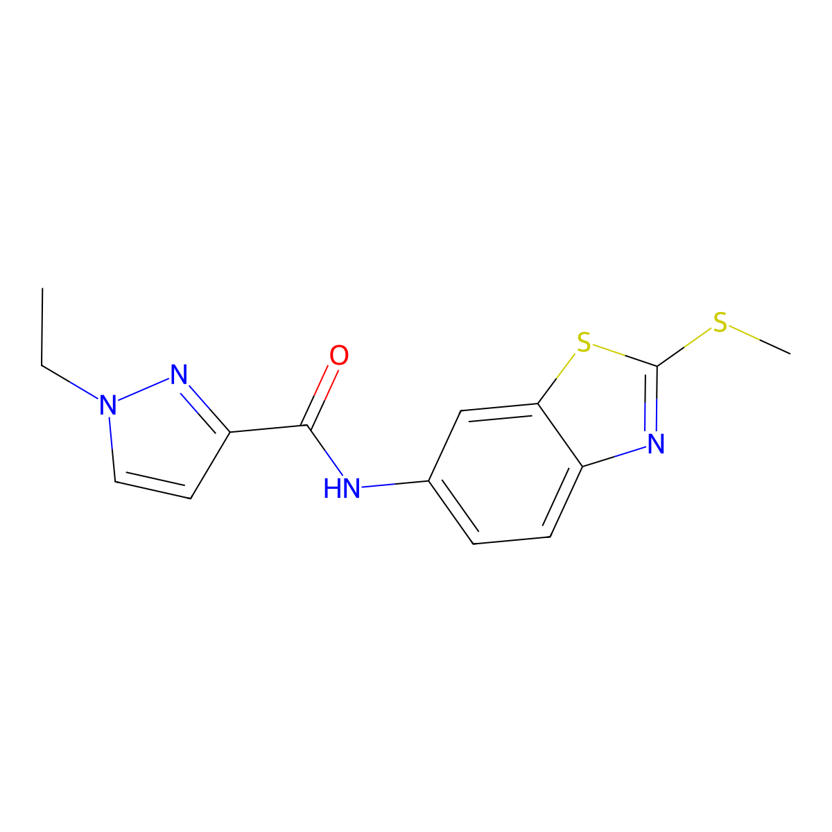 1-ethyl-N-(2-(methylthio)benzo[d]thiazol-6-yl)-1H-pyrazole-3-carboxamide molecular structure, CAS 1170111-13-3