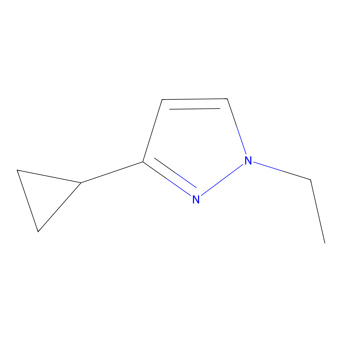 3-cyclopropyl-1-ethyl-1H-pyrazole molecular structure, CAS 1170112-67-0