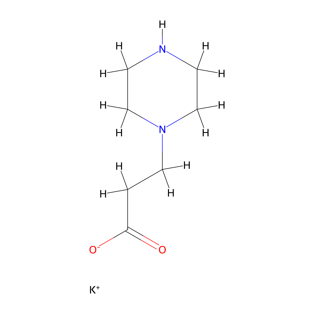 Potassium 3-(piperazin-1-yl)propanoate molecular structure, CAS 1170114-45-0