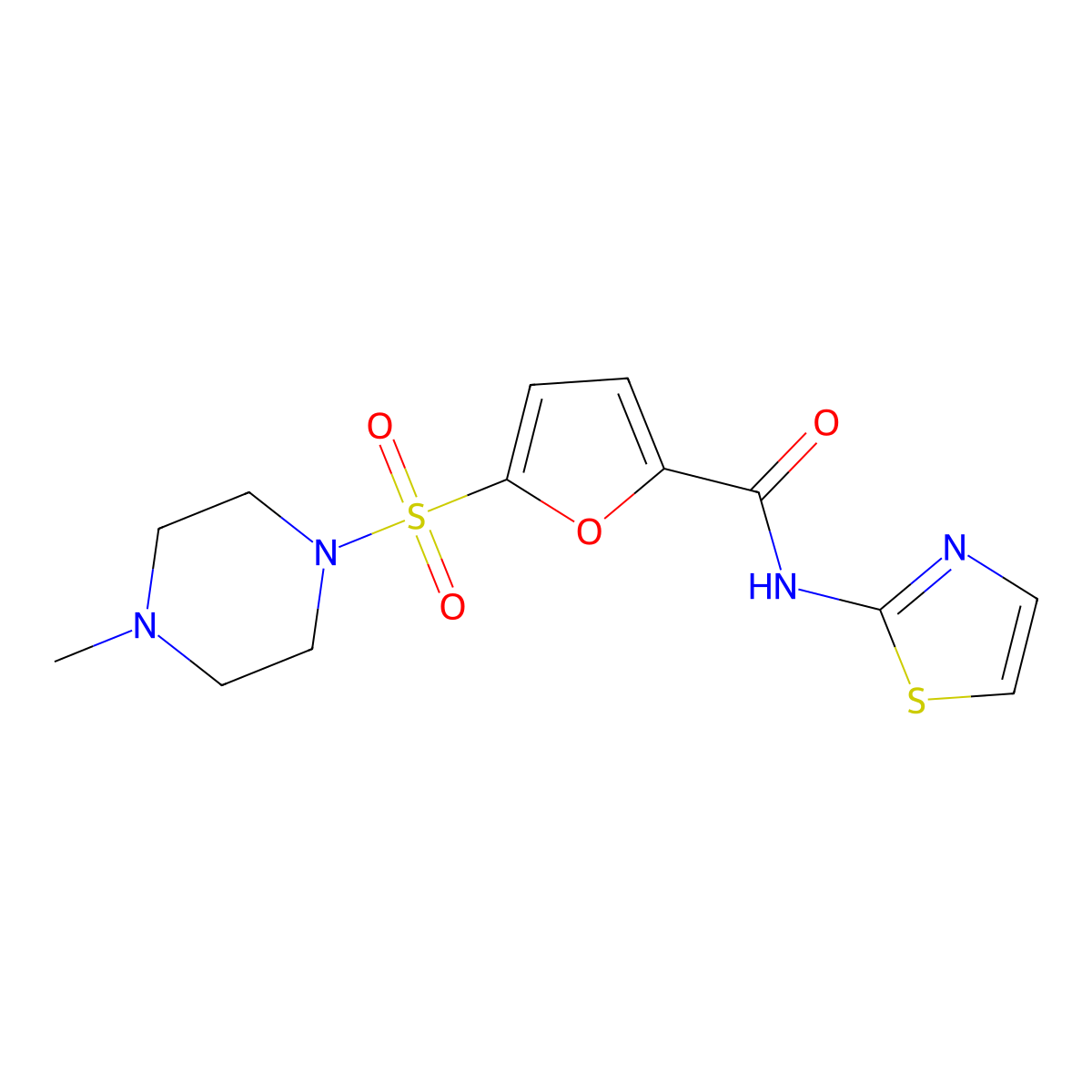 5-[(4-methylpiperazin-1-yl)sulfonyl]-N-(1,3-thiazol-2-yl)furan-2-carboxamide molecular structure, CAS 1170114-86-9