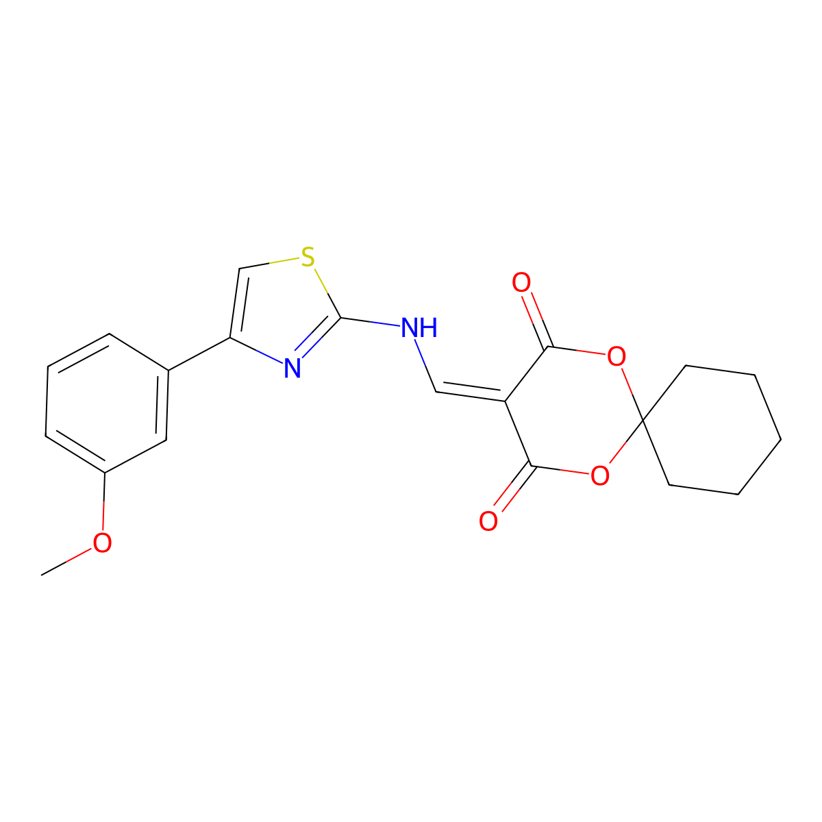 3-(((4-(3-Methoxyphenyl)thiazol-2-yl)amino)methylene)-1,5-dioxaspiro[5.5]undecane-2,4-dione molecular structure, CAS 1170117-32-4